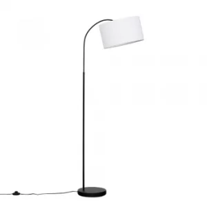 Curva Floor Lamp in Black with Large White Reni Shade