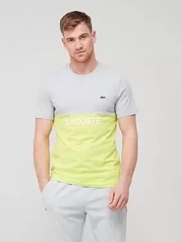 Lacoste Colour Block Logo T-Shirt - Grey/Yellow, Yellow Size M Men