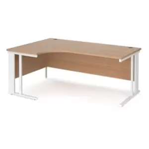 Office Desk Left Hand Corner Desk 1800mm Beech Top With White Frame 1200mm Depth Maestro 25 MCM18ELWHB