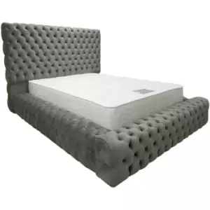 Sultan Bed Single Plush Velvet Grey