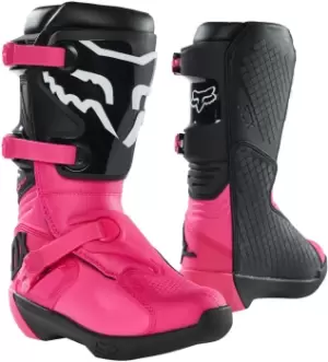 FOX Comp Youth Motocross Boots, black-pink, Size 38, black-pink, Size 38