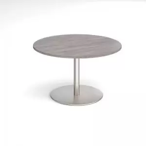 Eternal circular boardroom table 1200mm - brushed steel base and grey