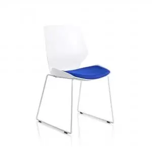 Florence Sled White Frame Bespoke Stevia Blue Fabric Visitor Chair