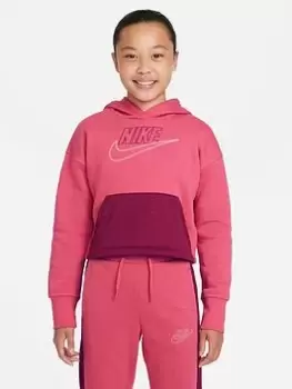 Nike NSW Club Fleece Hood Icon Clash Hoodie - Pink/Maroon, Pink/Maroon, Size S, Women