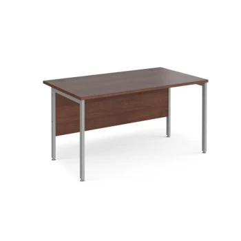 Maestro 25 straight desk 1400mm x 800mm - silver H-frame leg and walnut top