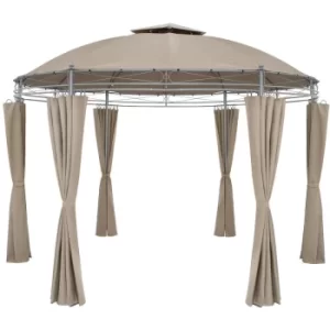 Pavilion Garden Gazebo Party Tent Marquee Toscana Ø350cm Metal Water-repellent Patio taupe (de)