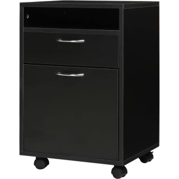 Homcom - Rolling File Cabinet Office Storage w/ 2 Drawers Shelf Wheels Black