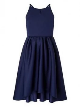 Monsoon Girls Bow Back Scuba Halter Prom Dress - Navy