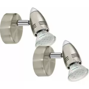 2 pack Wall 1 Spot Light Colour Satin Nickel Chrome Plated GU10 1x3W Included