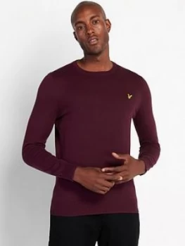 Lyle & Scott Crew Neck Cotton Merino Jumper - Burgundy