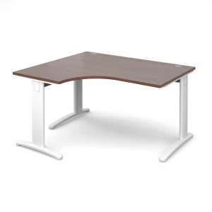 TR10 Deluxe Left Hand Ergonomic Desk 1400mm - White Frame Walnut Top