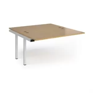 Bench Desk Add On 2 Person Rectangular Desks 1400mm Oak Tops With White Frames 1600mm Depth Connex