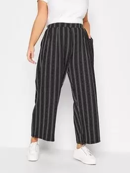 Yours Pleated Wide Leg Trousers - Black, Size 16, Women