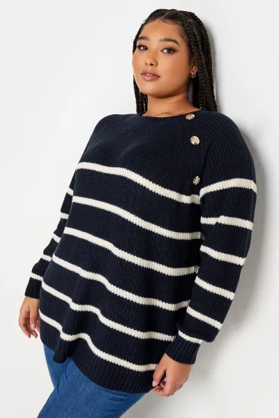 Stripe Button Detail Jumper