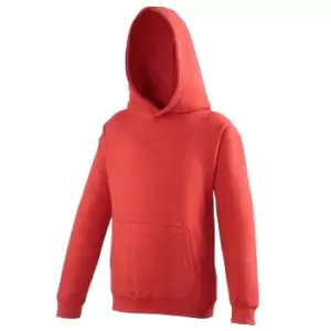 Awdis Kids Unisex Hooded Sweatshirt / Hoodie / Schoolwear (3-4 Years) (Fire Red)