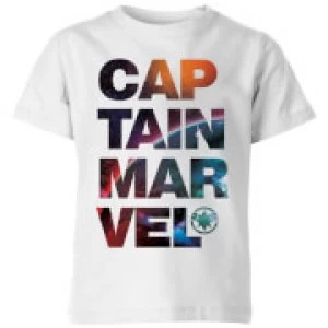 Captain Marvel Space Text Kids T-Shirt - White - 11-12 Years