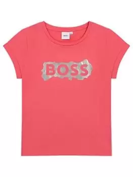 BOSS Girls Logo Short Sleeve T-Shirt - Fuchsia, Size Age: 12 Years, Women