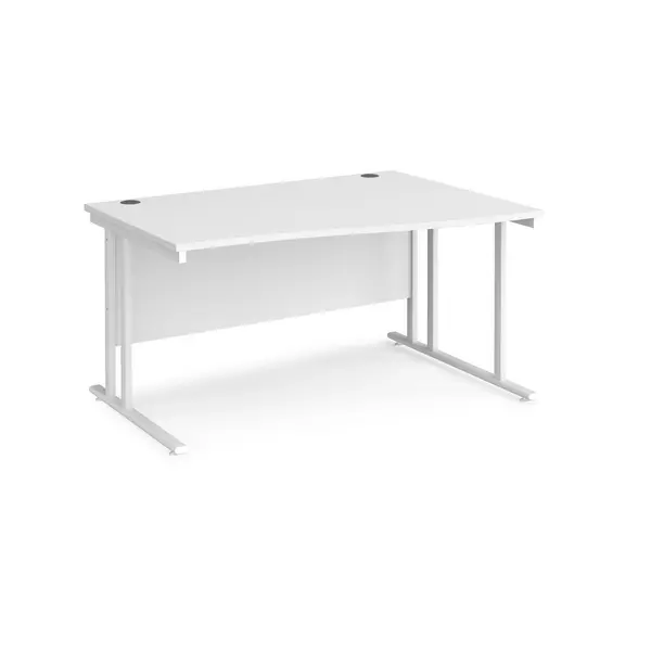 Maestro 25 Wave Desk White Frame and White Table Top - Right Hand - 1400mm