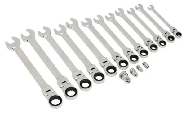 Genuine SEALEY AK6382 Flexi-Head Ratchet Combination Spanner Set 16pc Metric