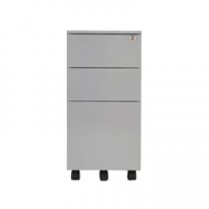 Jemini Mobile Steel 3 Drawer Pedestal Slimline Silver KF74157