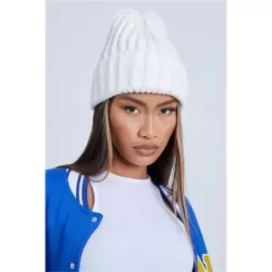 I Saw It First Cream Knitted Detail Beanie Hat - White