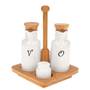 White Bamboo 4pc Table Set