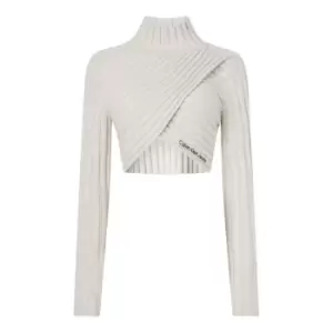 Calvin Klein Jeans Wrap High Neck Sweater - Cream