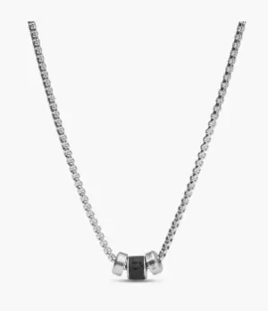 Fossil Men Caravan Black Lava Stainless Steel Station Necklace