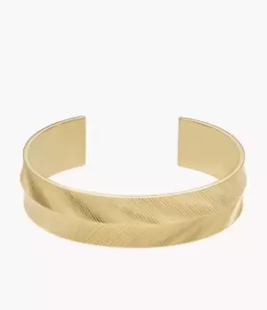 Fossil Women Harlow Linear Texture Gold-Tone Stainless Steel Cuff Bracelet