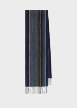 Ps Paul Smith Dark Blue Multi Stripe Lambswool Scarf