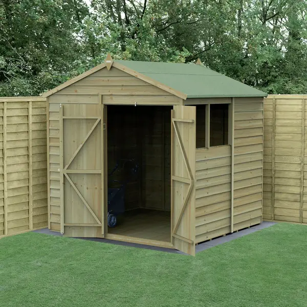 4Life Forest Wooden 7 x 7ft Overlap Double Door Apex Shed