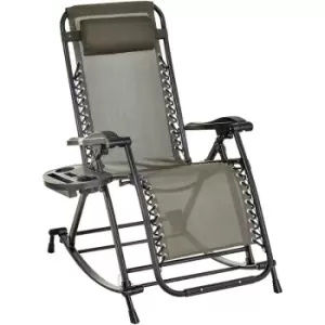 Folding Recliner Chair Outdoor Lounge Rocker Zero-Gravity Seat Grey - Outsunny