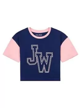 Jack Wills Girls Varsity Colour Block Short Sleeve T-Shirt - Blue