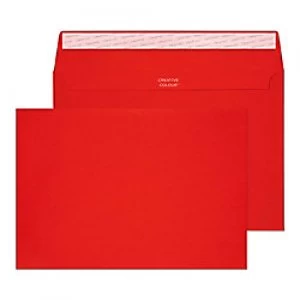 Creative Bright Coloured Envelopes C5 Peel & Seal 162 x 229mm Plain 120 gsm Pillar Box Red Pack of 500