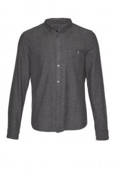 Mens French Connection Classic Flannel Plain Shirt Urban Grey