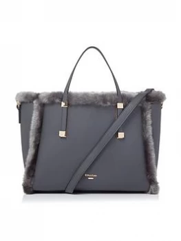 Dune Duffies' Faux-Fur Trimmed Tote - grey