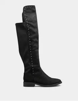 Yours Extra Wide Fit Stud Detail Over The Knee Boot - Black, Size Eee, Women