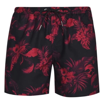 Firetrap Swim Shorts - Black/Red Morte