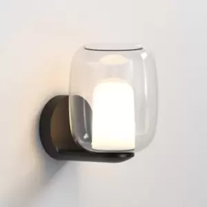 Aquina Bathroom Wall Light Matt Black with Glass Shade