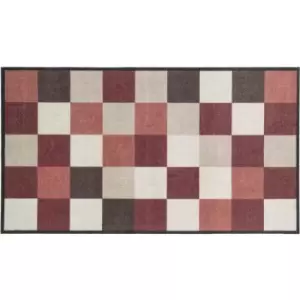 Washamat Recylon Design Squares Mat 120X67Cm - Red