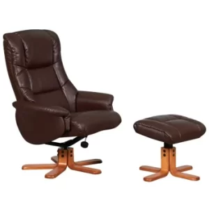 Chicago Luxury Reclining Chair Brown/Cherry