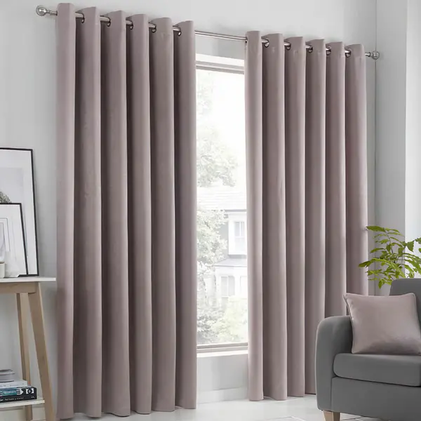 Fusion Strata Woven Eyelet Lined Curtains, Blush, 46 x 72" - Fusion SR5BH46726UPU