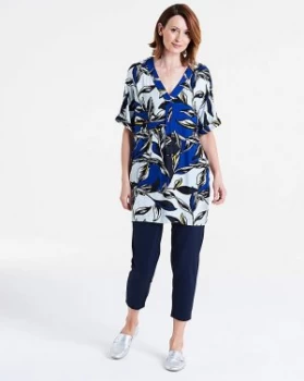 I.Scenery V-Neck Leaf Print Tunic