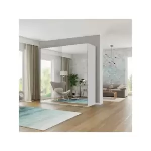 Etna Modern Bedroom full mirror Sliding Double Door Wardrobe 150cm - White