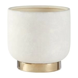 Premier Housewares Callie Ceramic Planter in White/Gold Finish - Large