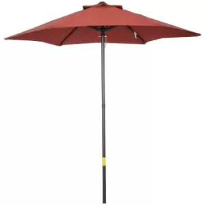 Outsunny 2M Parasol Patio Umbrella Outdoor Sun Shade With 6 Ribs - Wine Red