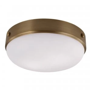 2 Light Flush Ceiling Light Dark Antique Brass, E27