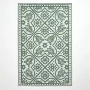 Homescapes - Green Outdoor Rug with Floral Leaf Pattern, 122 x 182cm - Green