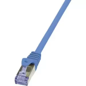 LogiLink CQ3056S RJ45 Network cable, patch cable CAT 6A S/FTP 2m Blue Flame-retardant, incl. detent