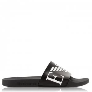 Emporio Armani Monogram Sliders Black Size 8 Men